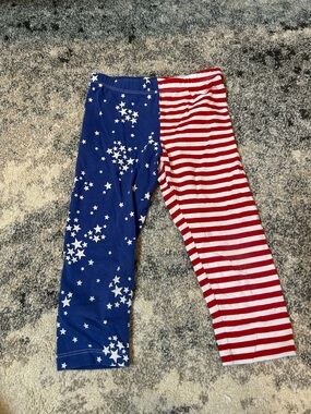 Girls' Patriotic Star & Stripe Leggings - Red, White & Blue